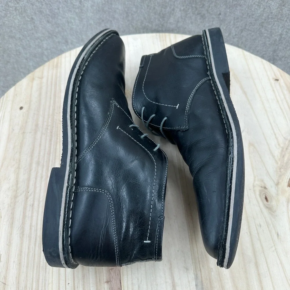 Steve Madden Black Leather Chukka Desert Ankle Boots Mens 13 Lace Up Oxford Shoe
